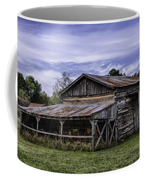Historic Coffee Mug featuring the photograph Pottsville Arkansas Historic Log Barn by Betty Denise