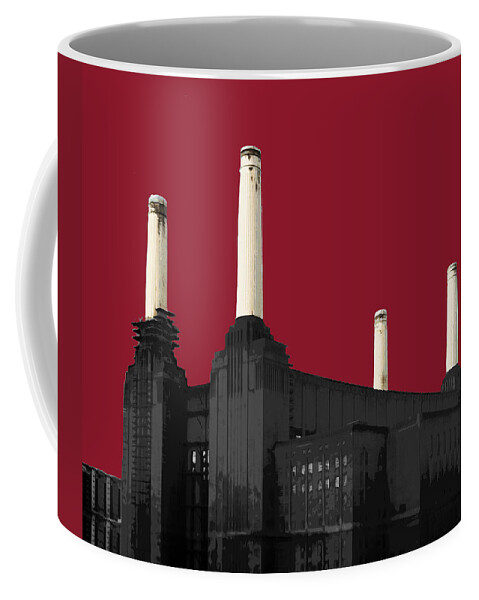 Battersea Coffee Mug featuring the mixed media Power - Blazing RED by Big Fat Arts