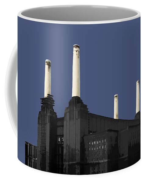 Battersea Coffee Mug featuring the mixed media Power - New BLUE by Big Fat Arts