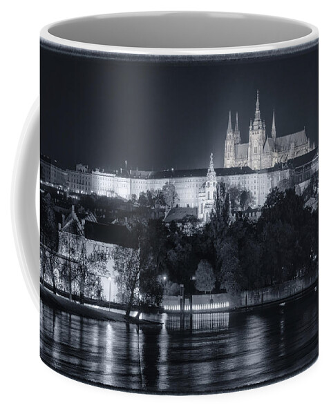 Prague Coffee Mug featuring the photograph Prague Castle at Night by Joan Carroll