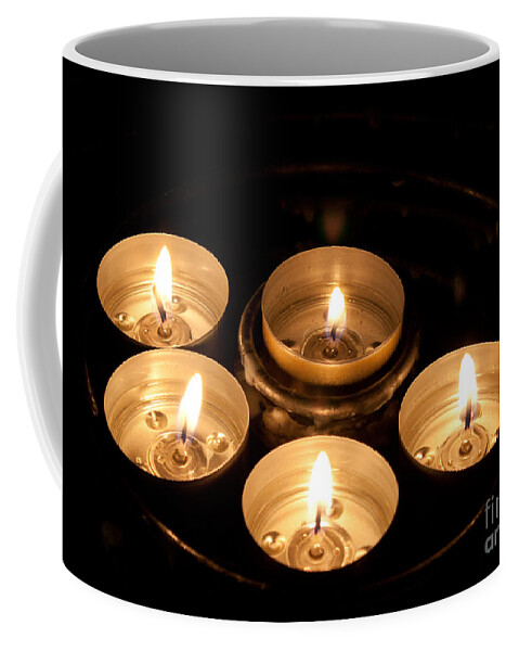 Notre Coffee Mug featuring the photograph Prayer Candles in Notre Dame by John Daly