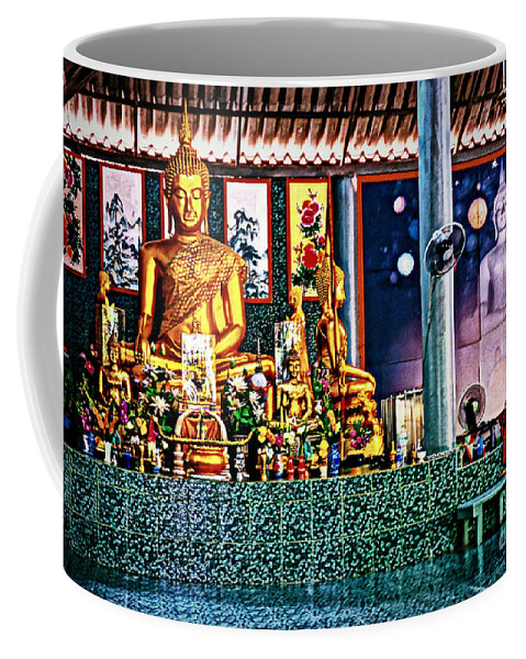 Temple Coffee Mug featuring the photograph Praying With Buddha by Ian Gledhill