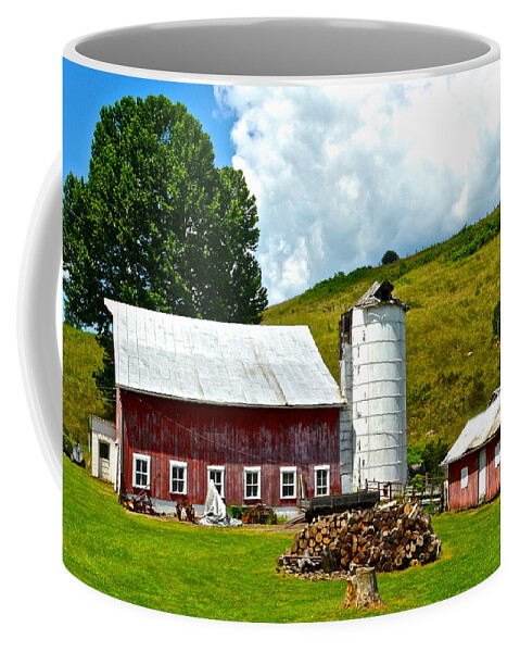 Firewood Coffee Mug featuring the photograph Preparing for Winter by Frozen in Time Fine Art Photography