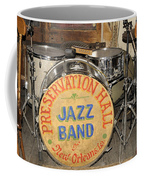 Preservation Hall Coffee Mug featuring the photograph Preservation Hall Jazz Band Drum by Bradford Martin