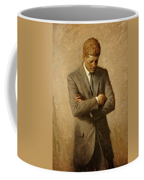 Kennedy Coffee Mug featuring the painting President John F. Kennedy Official Portrait by Aaron Shikler by Movie Poster Prints