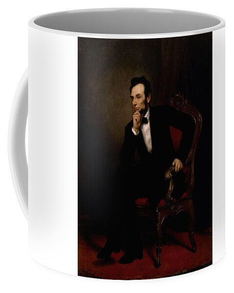 Abraham Lincoln Coffee Mug featuring the painting President Lincoln by War Is Hell Store