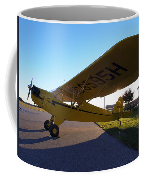 Fine Art Print Of The Preston Aviation Piper Cub Coffee Mug featuring the photograph Preston Aviation Piper Cub 003A  by Christopher Mercer