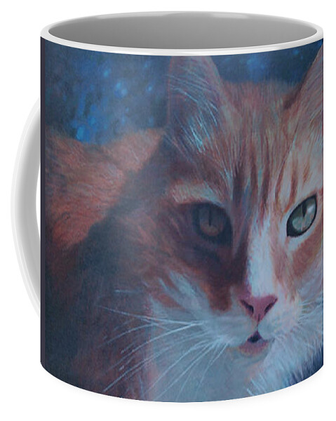 Cat Coffee Mug featuring the painting Pretty Kitty by Blue Sky
