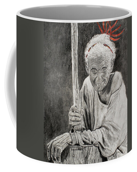 Madagascar Coffee Mug featuring the drawing Pretty Ribbons in Her Hair by Quwatha Valentine