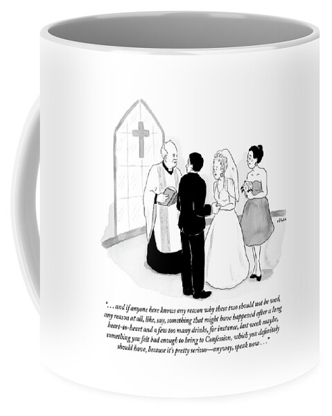 Priest Marries Man And Woman In Front Of A Large Coffee Mug