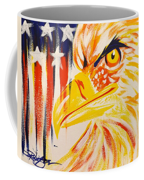 Eagle Coffee Mug featuring the painting Primary Eagle by Darren Robinson