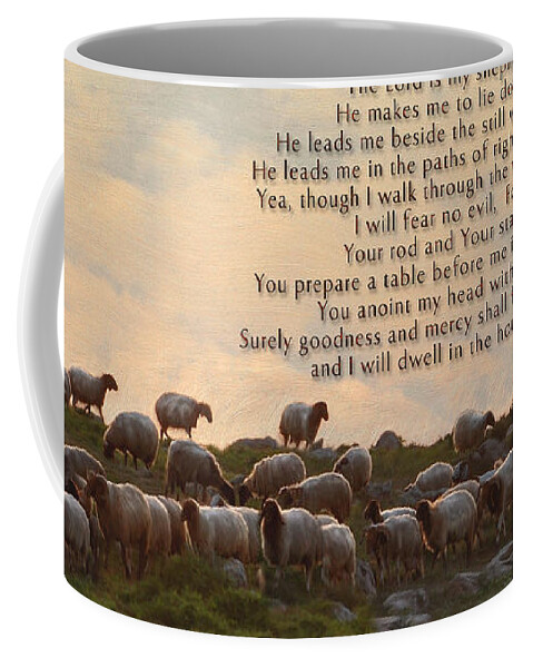 Sheep Coffee Mug featuring the painting Sheep and the 23rd Psalm by Constance Woods