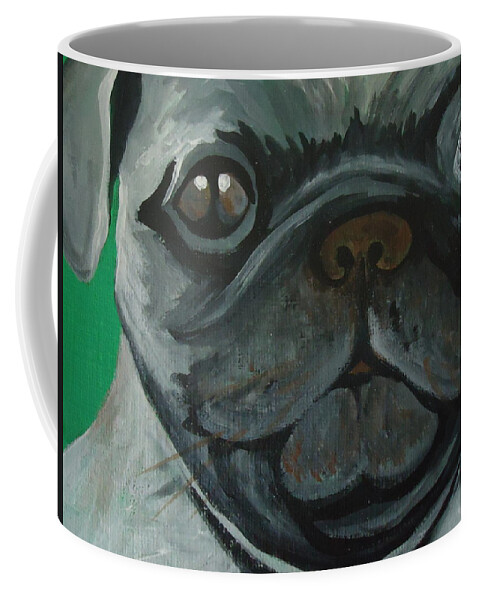 Pug Coffee Mug featuring the painting PUG by Leslie Manley