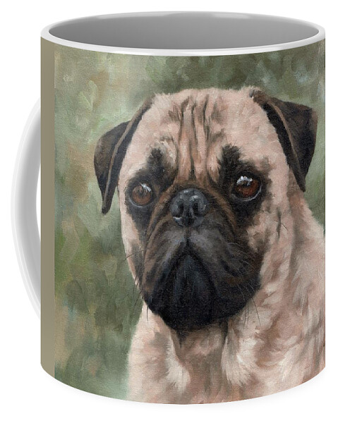 Pug Coffee Mug featuring the painting Pug Portrait Painting by Rachel Stribbling