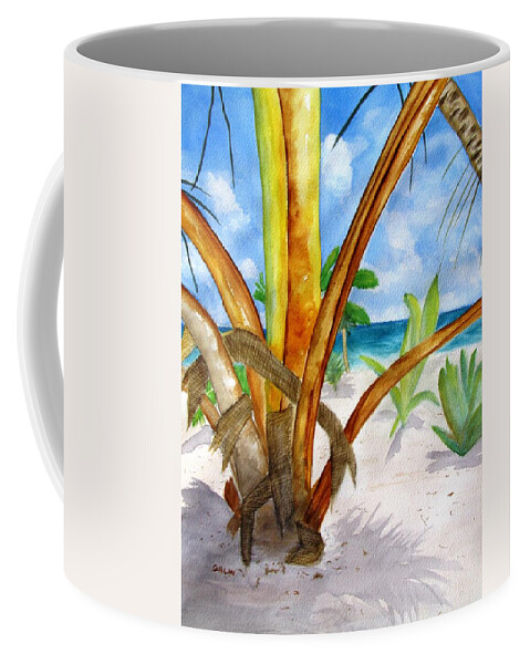 Beach Coffee Mug featuring the painting Punta Cana Beach Palm by Carlin Blahnik CarlinArtWatercolor