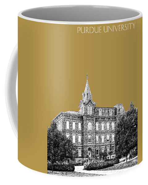University Coffee Mug featuring the digital art Purdue University - University Hall - Brass by DB Artist