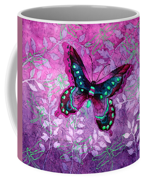 Butterfly Coffee Mug featuring the painting Purple Butterfly by Hailey E Herrera