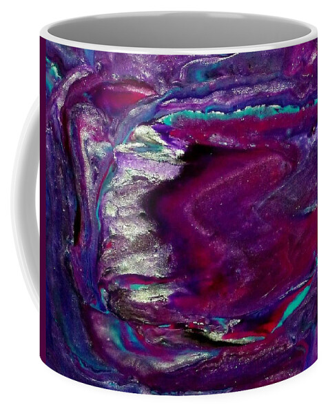 Abstract Coffee Mug featuring the mixed media Purple Craze by Deborah Stanley