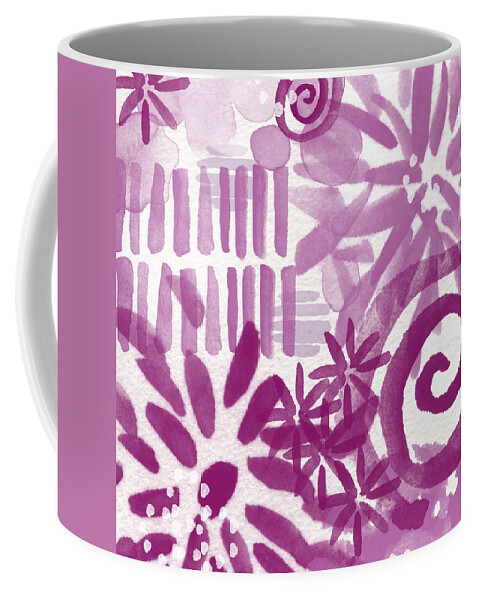 Purple And White Abstract Coffee Mug featuring the painting Purple Garden - Contemporary Abstract Watercolor Painting by Linda Woods
