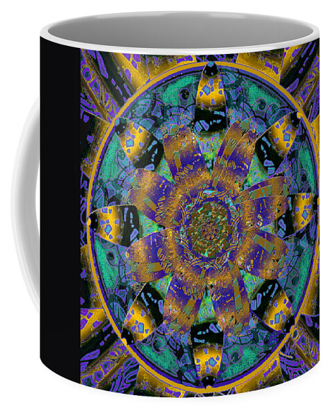 Mandala Coffee Mug featuring the digital art Purple Gold Dream Catcher Mandala by Michele Avanti