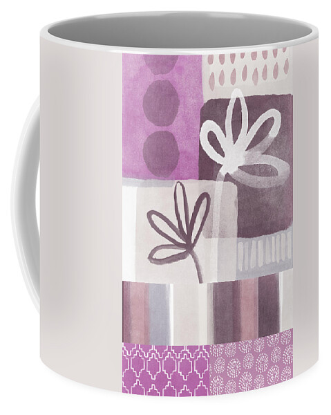 Hope Coffee Mug featuring the mixed media Purple Patchwork- contemporary art by Linda Woods