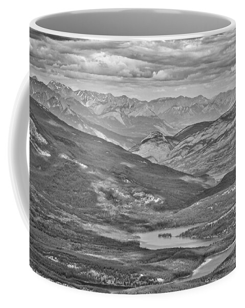 Patricia Lake Coffee Mug featuring the photograph Pyramid and Patricia Lakes - Black and White by Stuart Litoff
