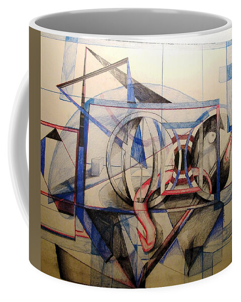 Abstract Coffee Mug featuring the drawing Q by John Duplantis