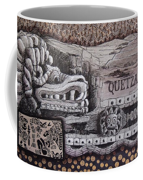 Mexico Coffee Mug featuring the mixed media Quetzalcoatl by Candy Mayer