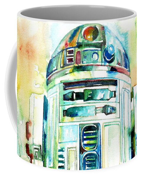R2-d2 Coffee Mug featuring the painting R2-d2 Watercolor Portrait by Fabrizio Cassetta