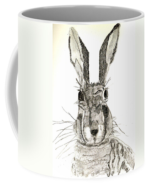 Rabbit Coffee Mug featuring the drawing Rabbit by Sandy McIntire