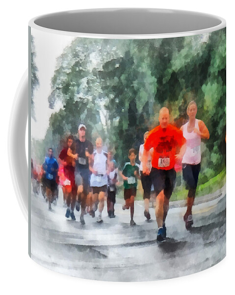 Run Coffee Mug featuring the photograph Racing in the Rain by Susan Savad