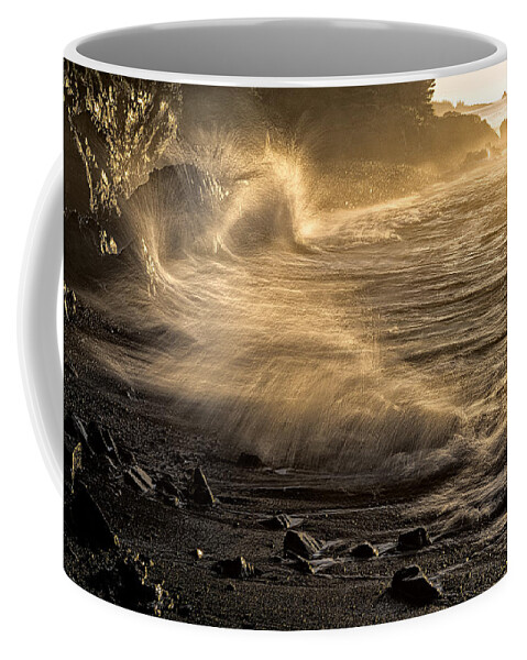 Radiant Sunrise Surf Coffee Mug featuring the photograph Radiant Sunrise Surf by Marty Saccone