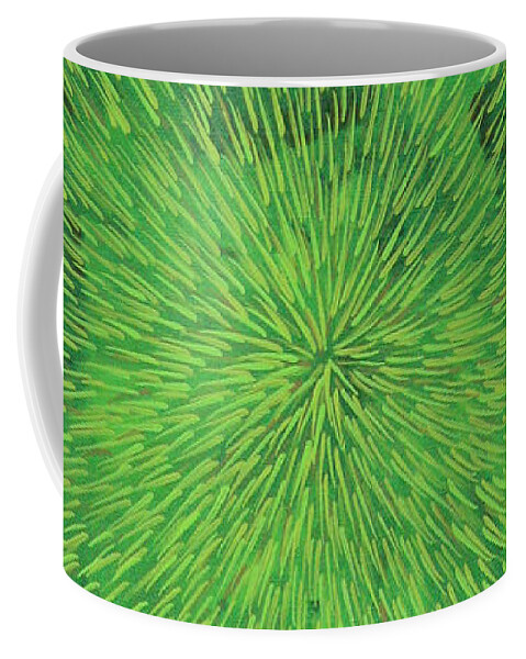 Radiation Coffee Mug featuring the painting Radiation Green by Dean Triolo