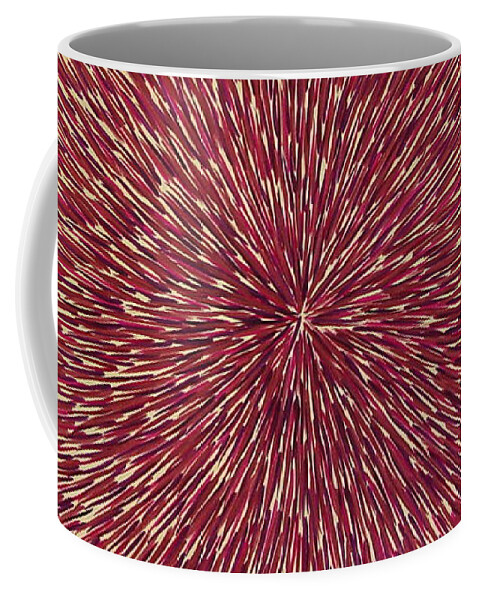 Radiation Coffee Mug featuring the painting Radiation with Brown Magenta and Violet by Dean Triolo