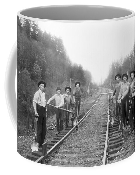 1890's Coffee Mug featuring the photograph Railroad Workers by Underwood Archives