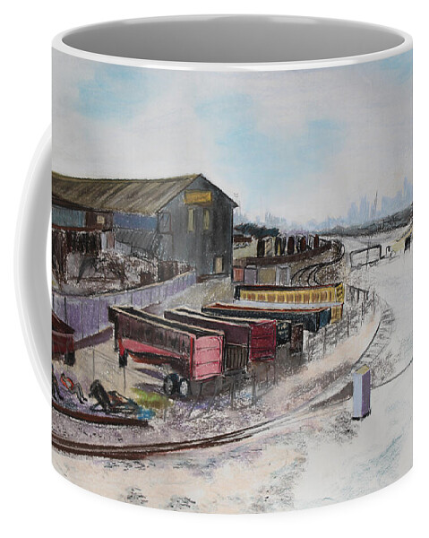Cityscape Pastel Painting Coffee Mug featuring the painting Railway Dreamers with San Francisco Skyline by Asha Carolyn Young