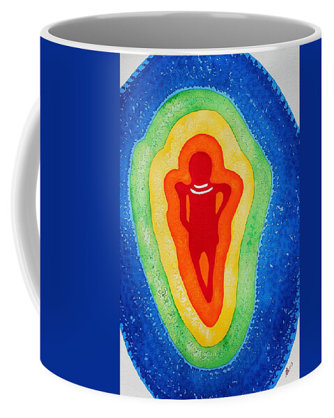 Lightbody Coffee Mug featuring the painting Rainbow Body original painting by Sol Luckman