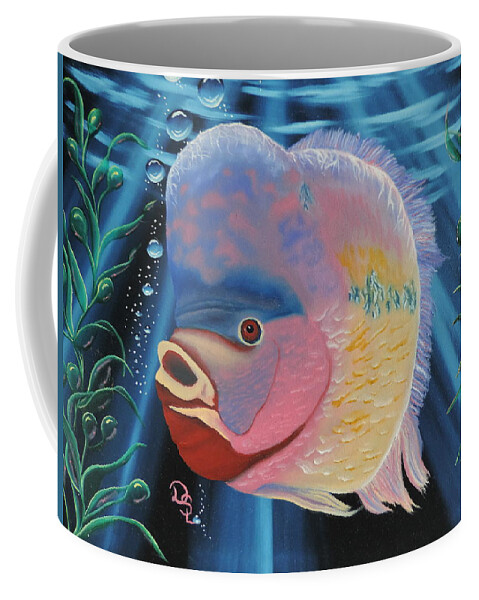 Aquatic Coffee Mug featuring the painting Rainbow Devil Fish by Dianna Lewis