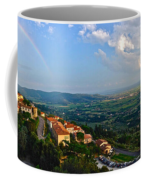 Rainbow Coffee Mug featuring the photograph Rainbow over Cortona by Lexi Heft