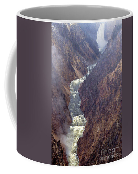 North America Coffee Mug featuring the photograph Rainstorm Over Grand Canyon of the Yellowstone by Dave Welling