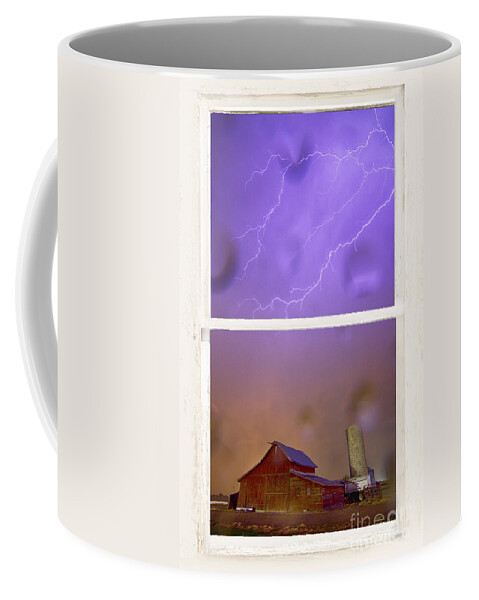 Barns Coffee Mug featuring the photograph Rainy Country Barn White Rustic Window View by James BO Insogna