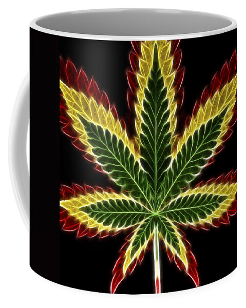 3scape Coffee Mug featuring the digital art Rasta Marijuana by Adam Romanowicz