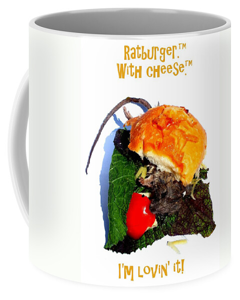 Rat Coffee Mug featuring the photograph Ratburger with cheese by Guy Pettingell