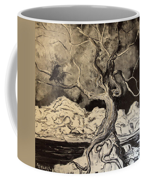  Coffee Mug featuring the painting Ravenlight Tree by Stefan Duncan