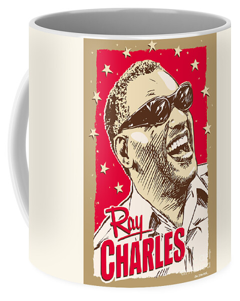 Music Coffee Mug featuring the digital art Ray Charles Pop Art by Jim Zahniser