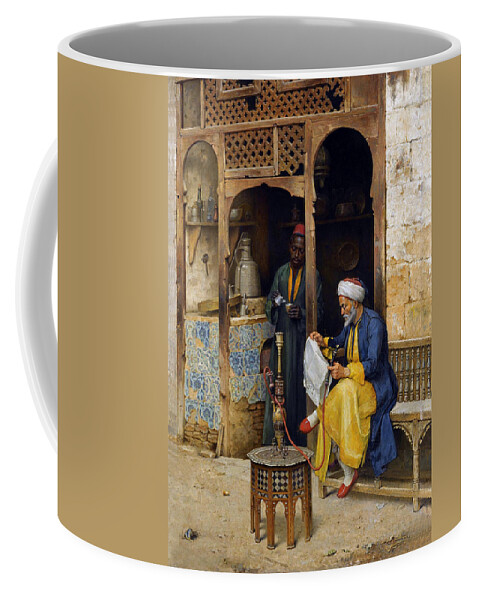 Orientalism Coffee Mug featuring the photograph Reading the Newspaper by Munir Alawi