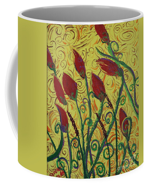 Squigglism Coffee Mug featuring the painting Ready To Bloom by Stefan Duncan