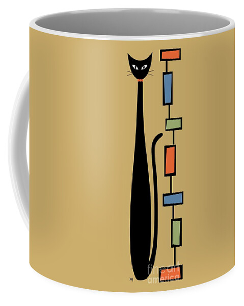 Mid Century Modern Coffee Mug featuring the digital art Rectangle Cat 2 by Donna Mibus