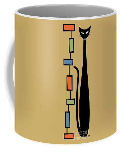 Mid Century Modern Coffee Mug featuring the digital art Rectangle Cat by Donna Mibus