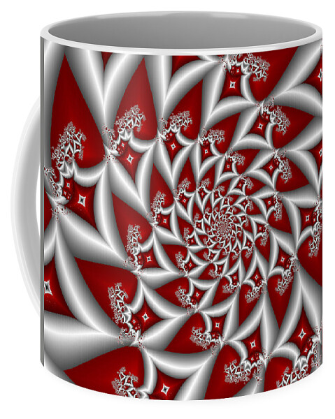 Fractal Coffee Mug featuring the digital art Red an Gray by Gabiw Art
